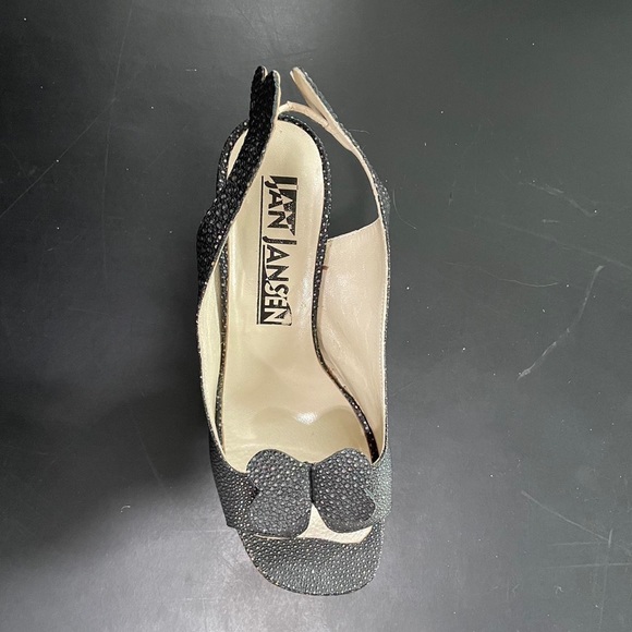 Jan Jansen RARE vintage black + metallic rainbow floating heels - Picture 2 of 4